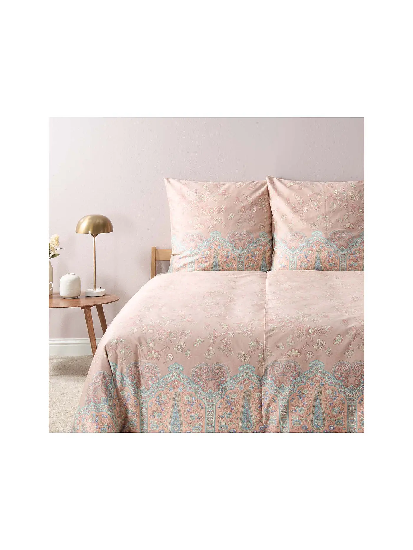 BASSETTI | Satin Bettwäsche INDIAN ROSES 70x90cm/140x200cm Beige | 